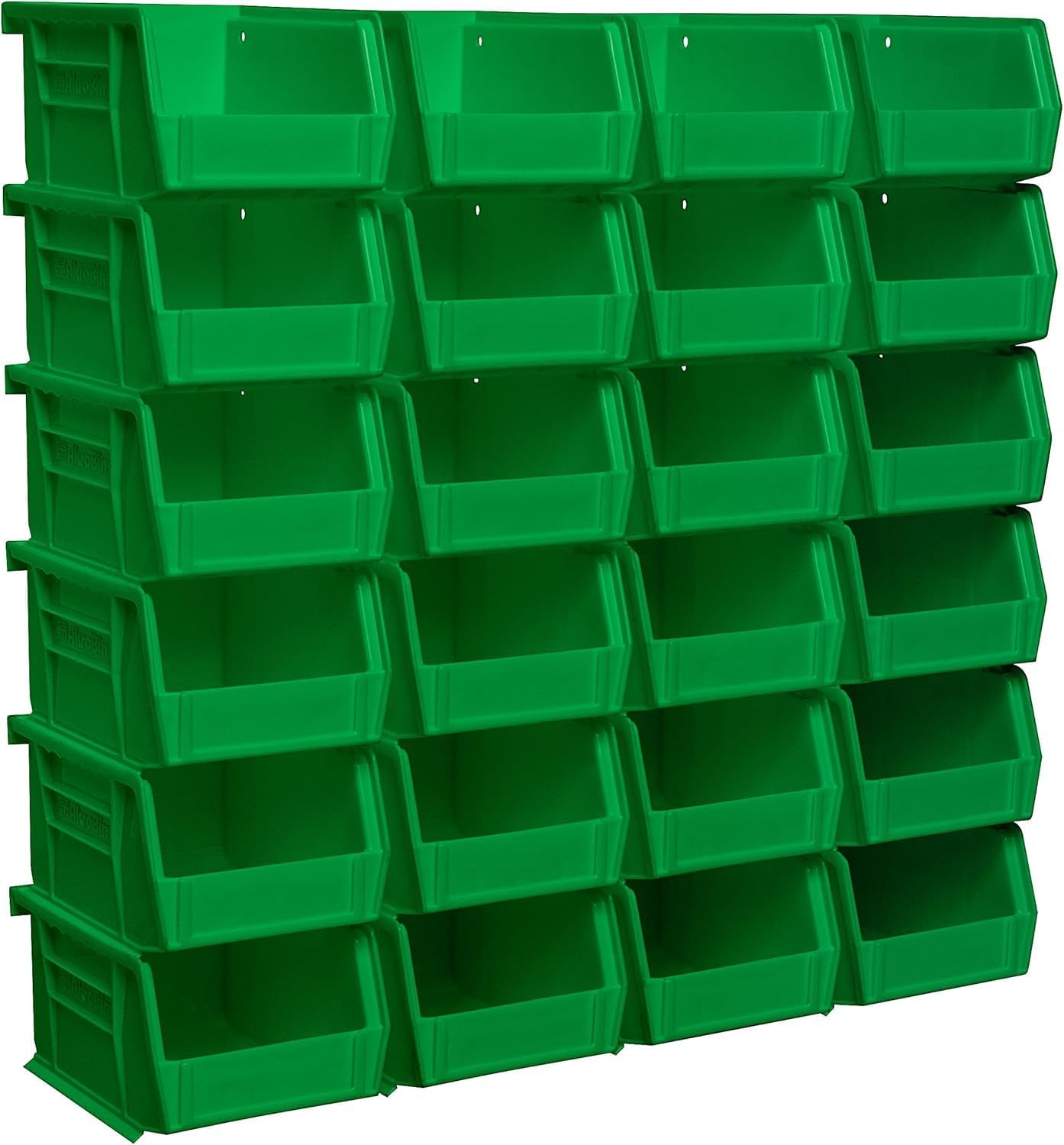 Akro-Mils 30210 AkroBins Plastic Storage Bins, 5"x4"x3", Green, 24-Pack | Space-Saving Stackable Bins for Garage, Pantry, Craft Organization