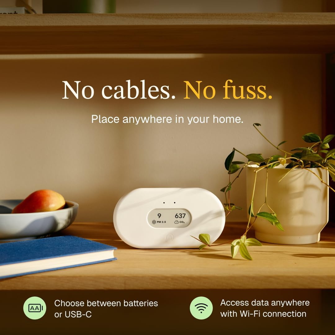 Airthings 2960 View Plus - Battery Powered Radon & Air Quality Monitor (PM, CO2, VOC, Humidity, Temp, Pressure)