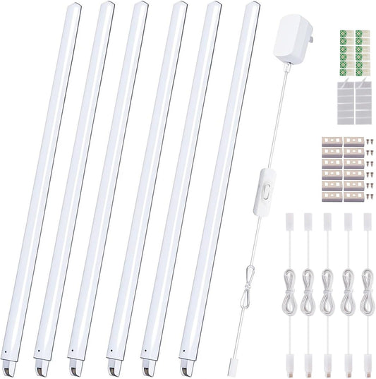 Cefrank 6-Pack Linkable Under Cabinet Lighting, 12" LED Shelf Light Bars