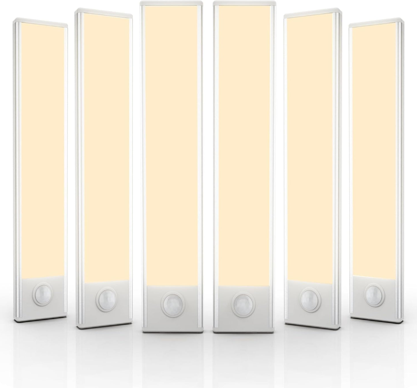 6 Pack Under Cabinet Lighting Wireless, 32 LED Rechargeable Battery Motion Sensor Light Indoor, Stick On Magnetic Closet Lights, Under Counter Lights for Kitchen, Stairs, Warm 8 in