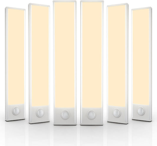 6 Pack Under Cabinet Lighting Wireless, 32 LED Rechargeable Battery Motion Sensor Light Indoor, Stick On Magnetic Closet Lights, Under Counter Lights for Kitchen, Stairs, Warm 8 in