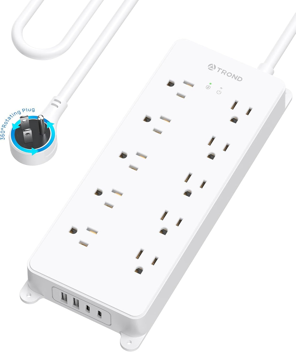 TROND Surge Protector Power Strip 10ft, 4000J, ETL Listed