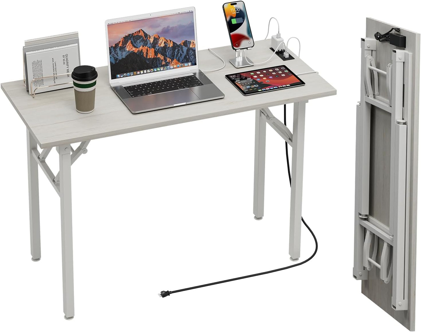 TEMI Small Computer Desk Folding Table - 35.8" Foldable Office Desk, No Assembly, Perfect for Small Spaces in Bedroom, Dorm, or Apartment, Portable Mini Desk or Study Table with Compact Design, Brown
