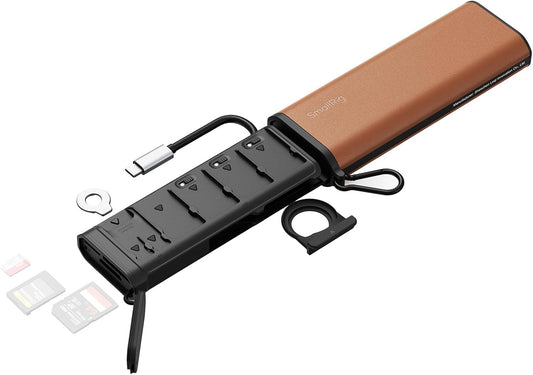 SmallRig Multifunctional Card Reader & Card Holder (CFexpress Type A), with Slot for AirTag, High-Speed Memory Card Reader for SD, SDXC, Micro SD, SDHC, 3 Card Read Simultaneously, 10 card slots -5361