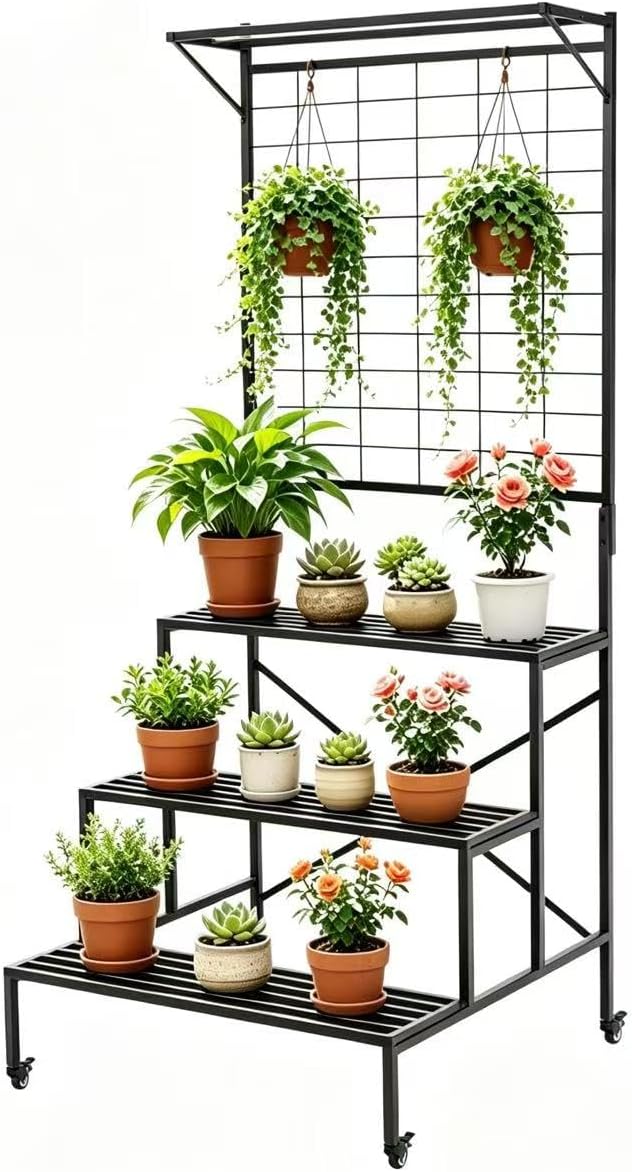 Zhongma 2 Tier Heavy Duty Metal Plant Stand Indoor & Outdoor easy assembly