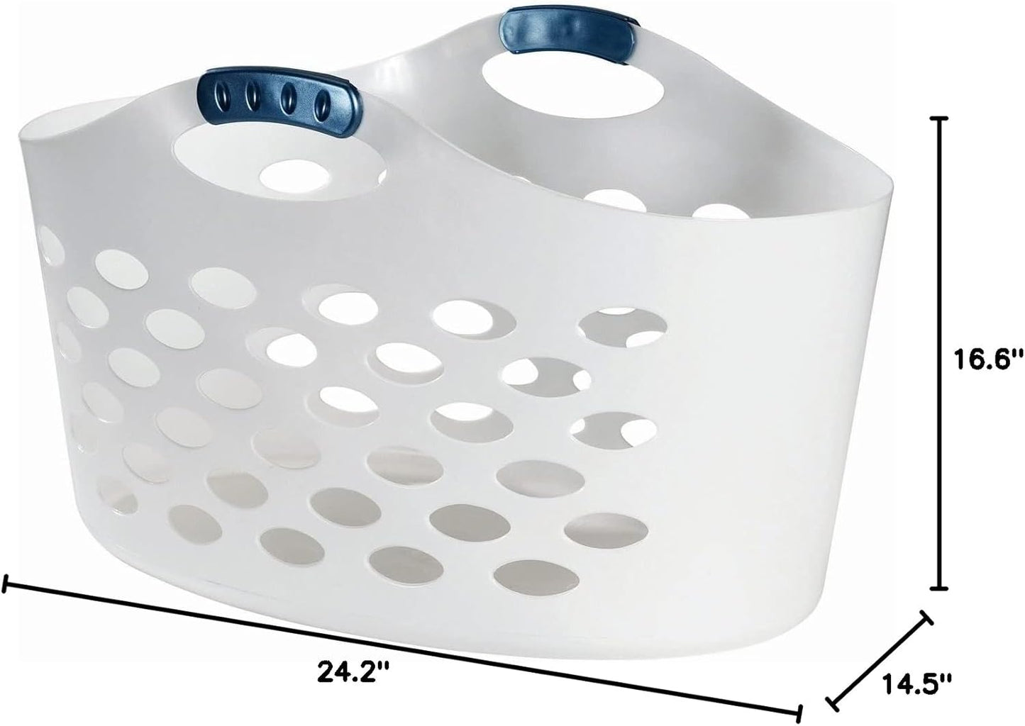 Rubbermaid 1.5 Bushel Capacity Durable Versatile Flex N Carry Portable Flexible Laundry Basket With Convenient Carrying Handles, White, Organization and Storage for Laundry/Garage/Home