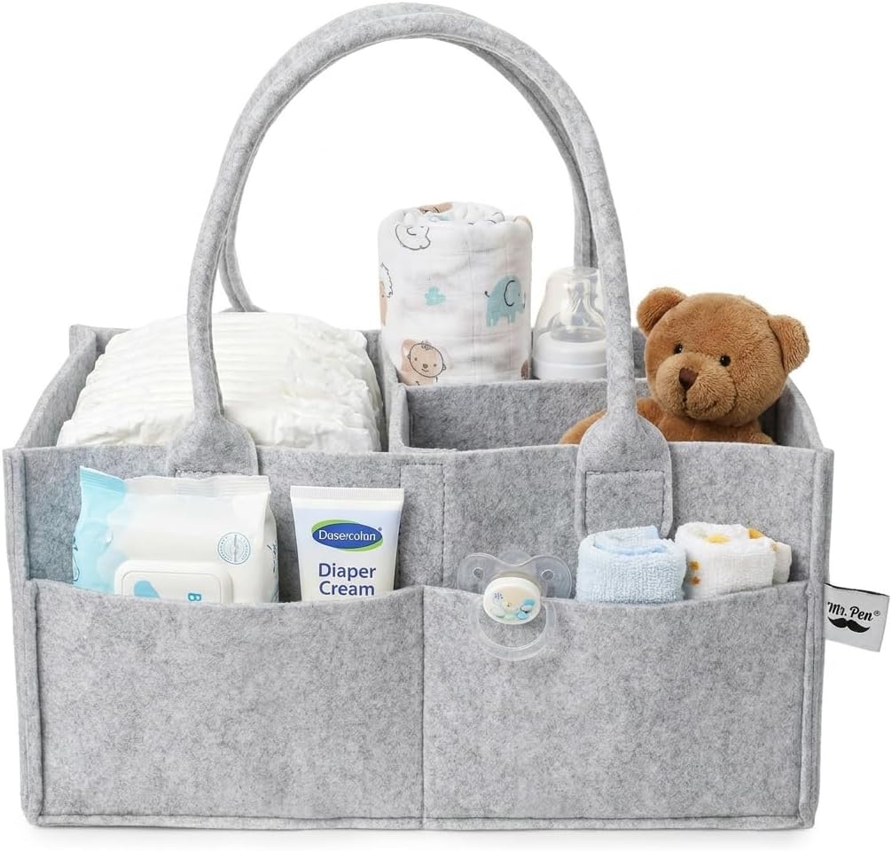 Mr. Pen- Baby Diaper Caddy Organizer, Gray, Medium, Nursery Storage Bin and Car Organizer for Diapers and Baby Wipes