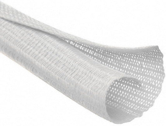 MGI SpeedWare Braided Split-Sleeve White Wire Loom for High-Temperature Automotive Harness and Home Cable Management 25 feet (3/4")