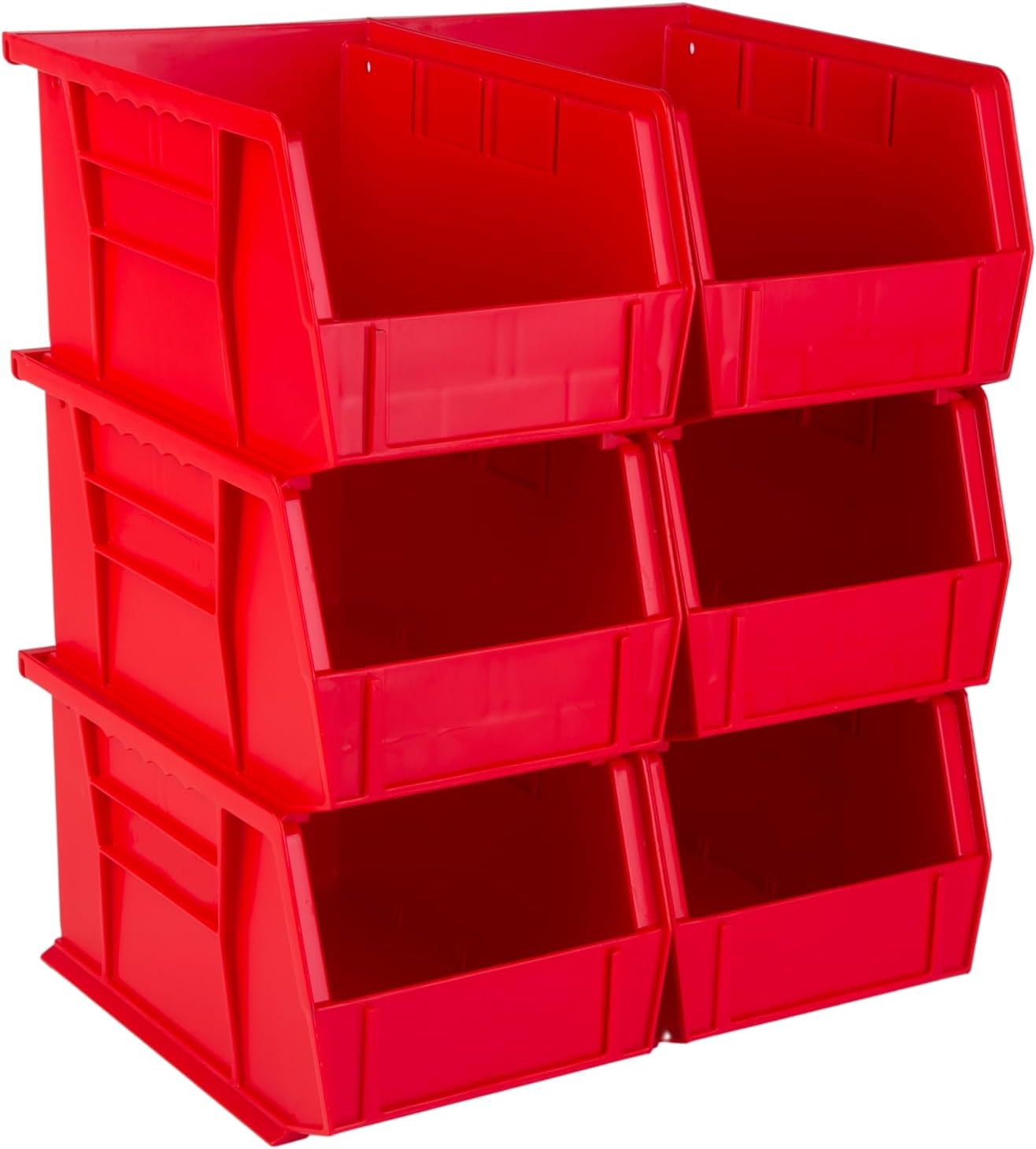 HE HUDSON EXCHANGE 9.5" x 6" x 5" (6 Pack) Plastic Stackable Storage Bin, Red