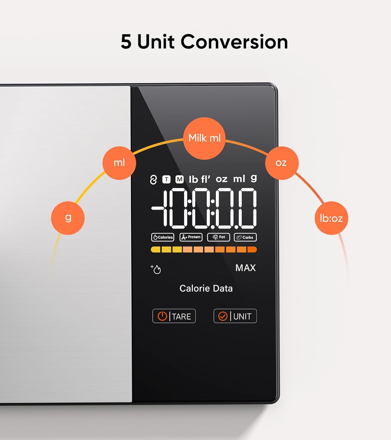 KUAIVO Smart Nutrition Food Scale with LED Display, Tracks Calories, Fat, Carbs & Protein via App, 1g Precision Digital Kitchen Scale for Healthy Eating & Meal Prep