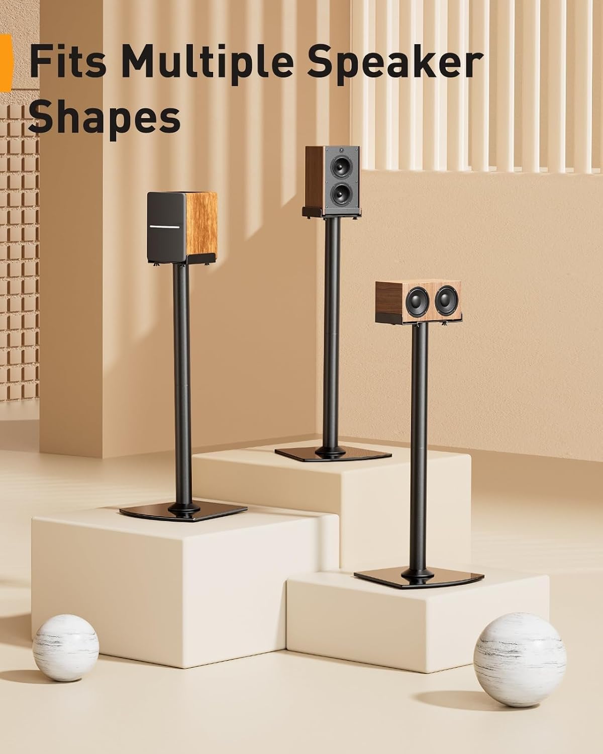 Perlegear Universal Speaker Stands Pair with Cable Management, 33.6 inch Speakers Stands for Bookshelf Speakers, Satellite Speakers & Surround Sound Speaker Holds to 22lbs (PGSS2)