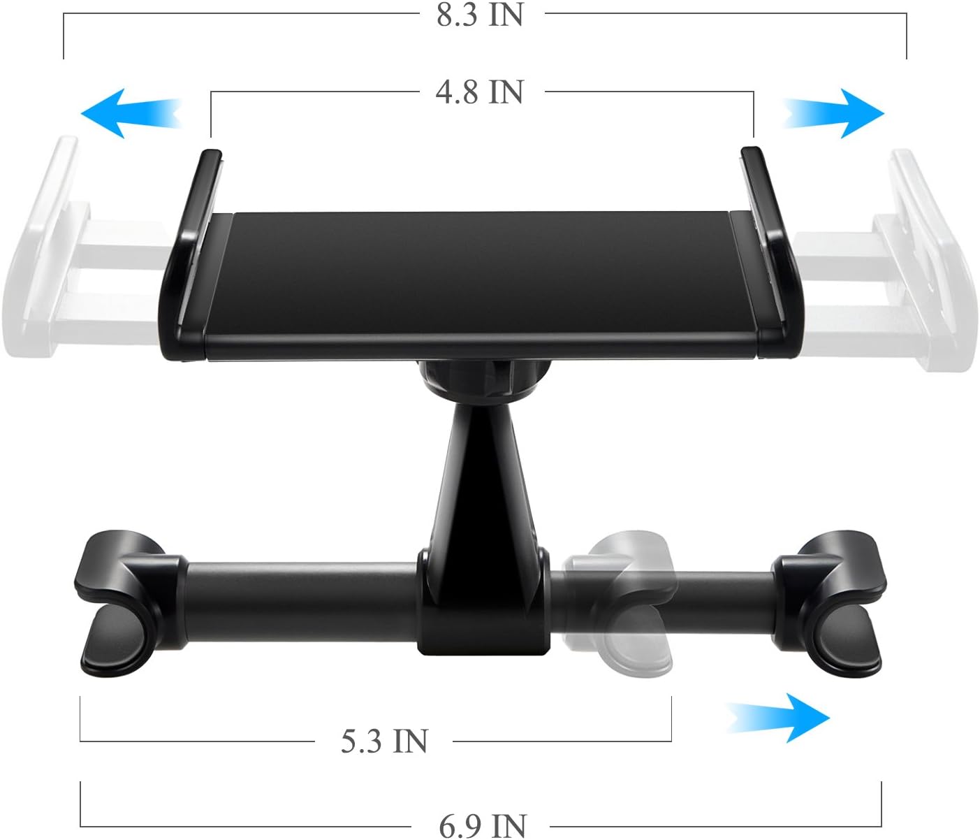 FYOUNG Car Headrest Mount Compatible with Switch 2 Model 2025/OLED/Switch, Adjustable Car Holder Compatible with iPhone/iPad and Other Devices (4"-11")-Black