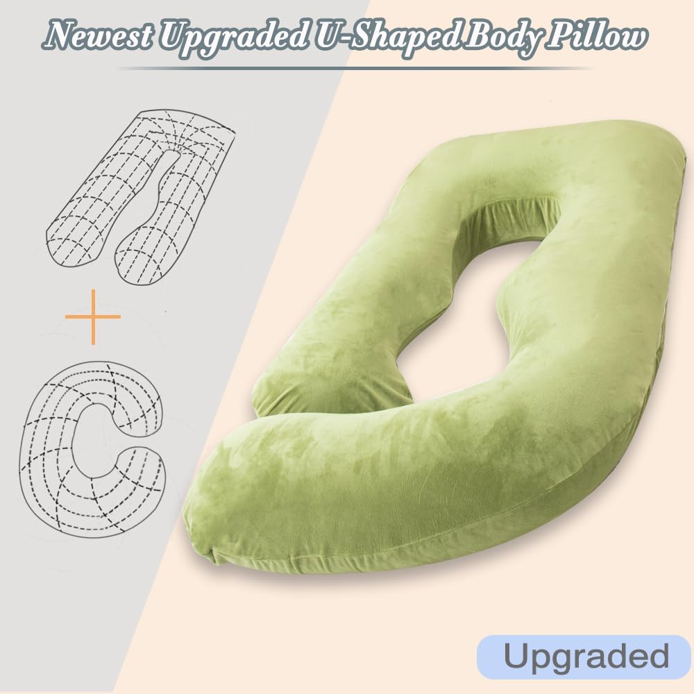 60 Inch Pregnancy Pillow for Sleeping, Extra Large U Shaped Body Pillow, Maternity Pillow for Pregnant Women (Green)