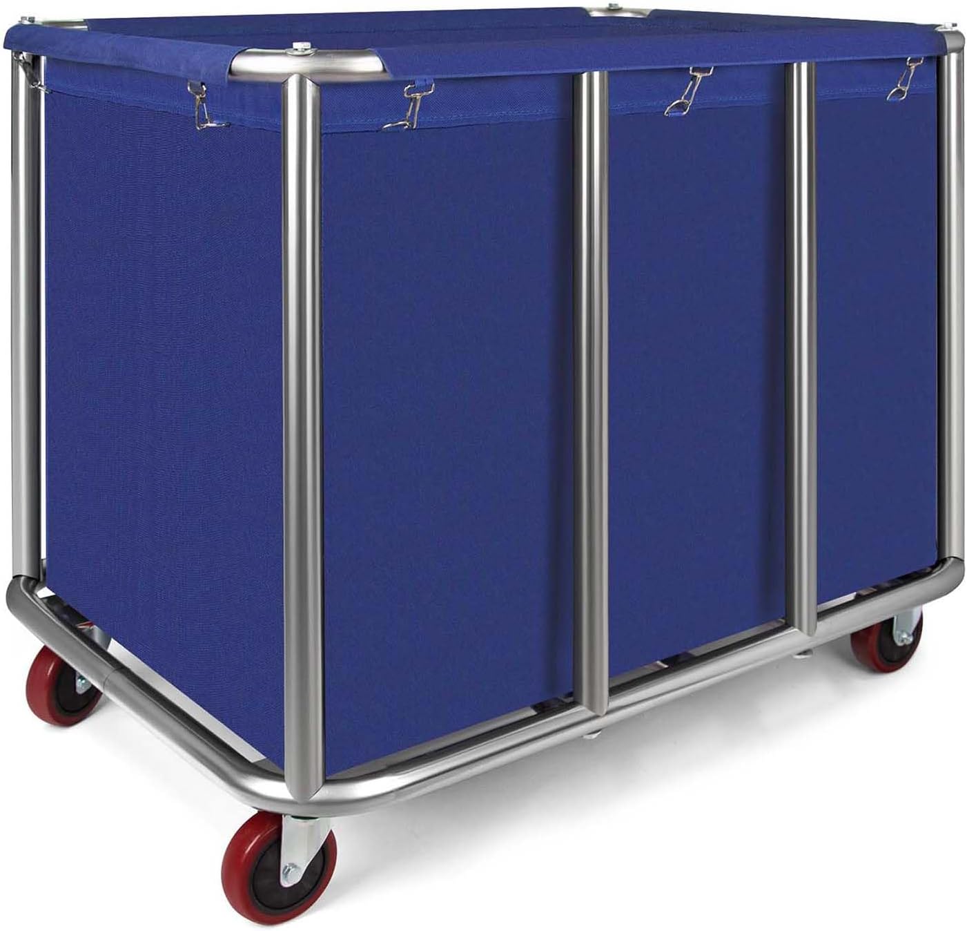Commercial Laundry Cart with Wheels, 470L Industrial Rolling Laundry Basket, Large Heavy Duty Laundry Sorter with Watertight Oxford Bag & Sturdy Steel Frame for Home, Hotel, Hospital, 440 lbs (Black)