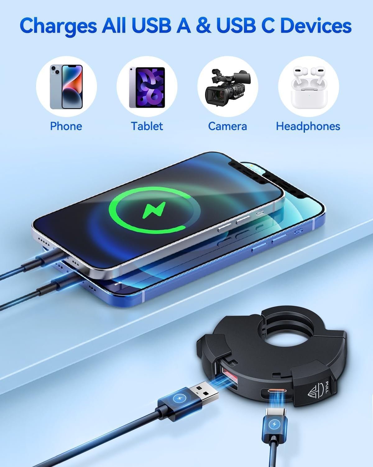 EXTRACTME Motorcycle Phone Charger, Ultra-Narrow Dual USB Type C 30W PD & Quick Charge 3.0 Motorcycle USB Charger, Waterproof Motorcycle USB Port for Phone, Tablet, GPS (Only 0.51 in Wide), Black