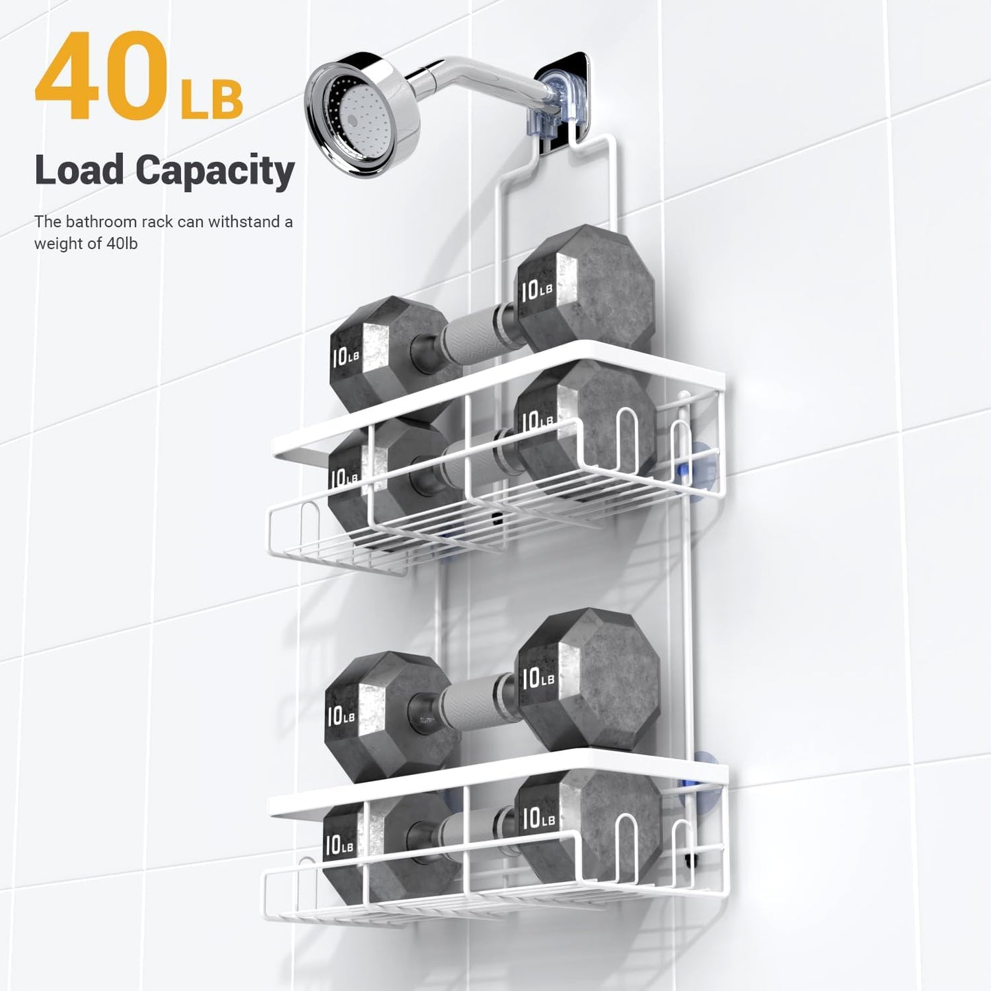 AKTECKE Shower Caddy Hanging Bathroom Organizer: Rustproof Shelf for Inside Shower - No Drilling Racks Over Showerhead - Bath Shelves for Shampoo Soap