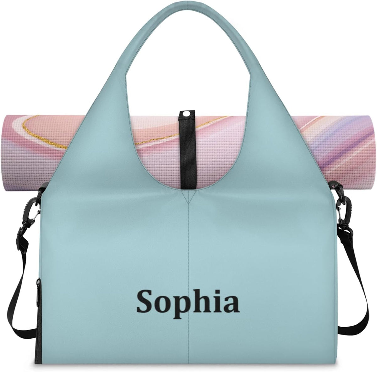 Yoga-Bag Small-Gym-Bag for Women Personalized Beige Yoga-Mat-Bag with Shoe Compartment Gym Accessories for Women