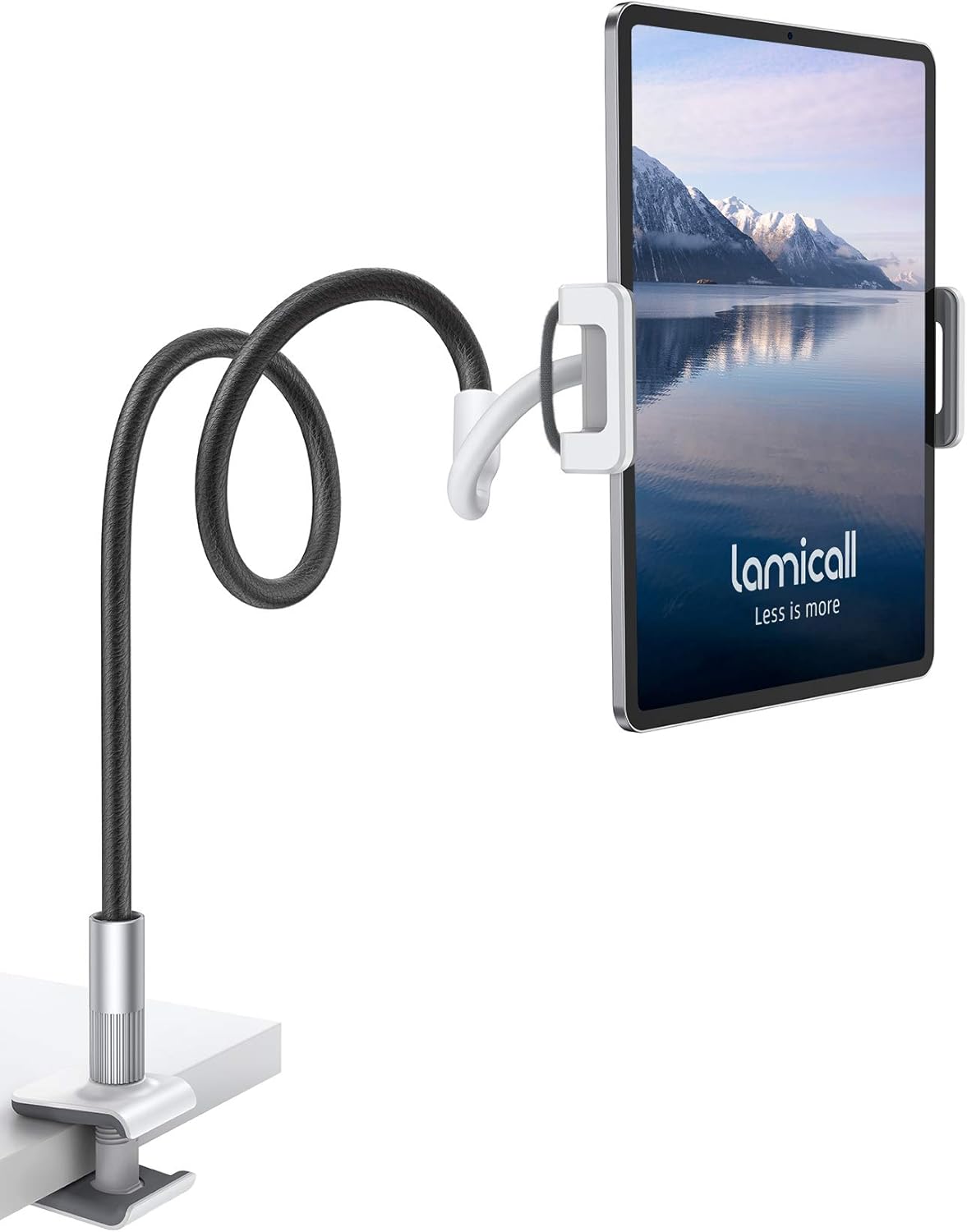 Lamicall Gooseneck Tablet Holder, Tablet Stand : Flexible Arm Clip Tablet Mount Gifts, Compatible with iPad mini Pro Air, Kindle, Switch, Galaxy Tabs, More 4.7-10.5" Devices - Gray