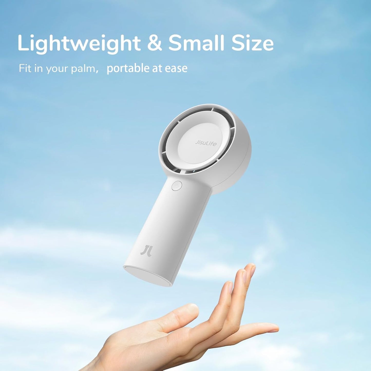 JISULIFE Portable Handheld Turbo Fan [16H Max Cooling Time], 4000mAh USB Rechargeable Personal Battery Operated Lash Small Pocket Fan with 5 Speeds for Travel/Outdoor/Vacation/Concerts - White