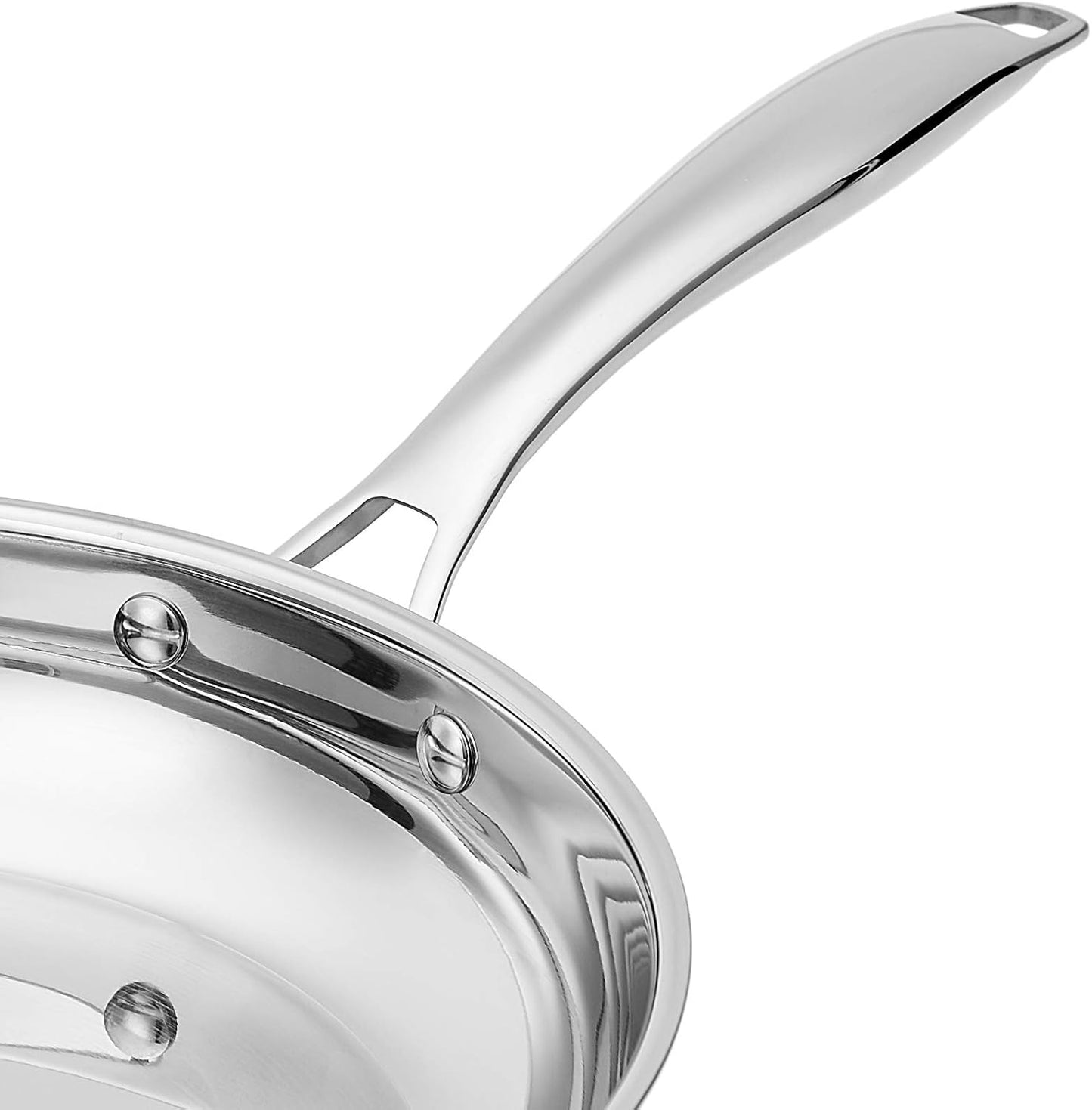 Amazon Basics Stainless Steel Frying Pan Set, Induction Compatible Skillet, Oven Safe, Heat Distributes Evenly, 8-Inch & 10-Inch, 2-Piece