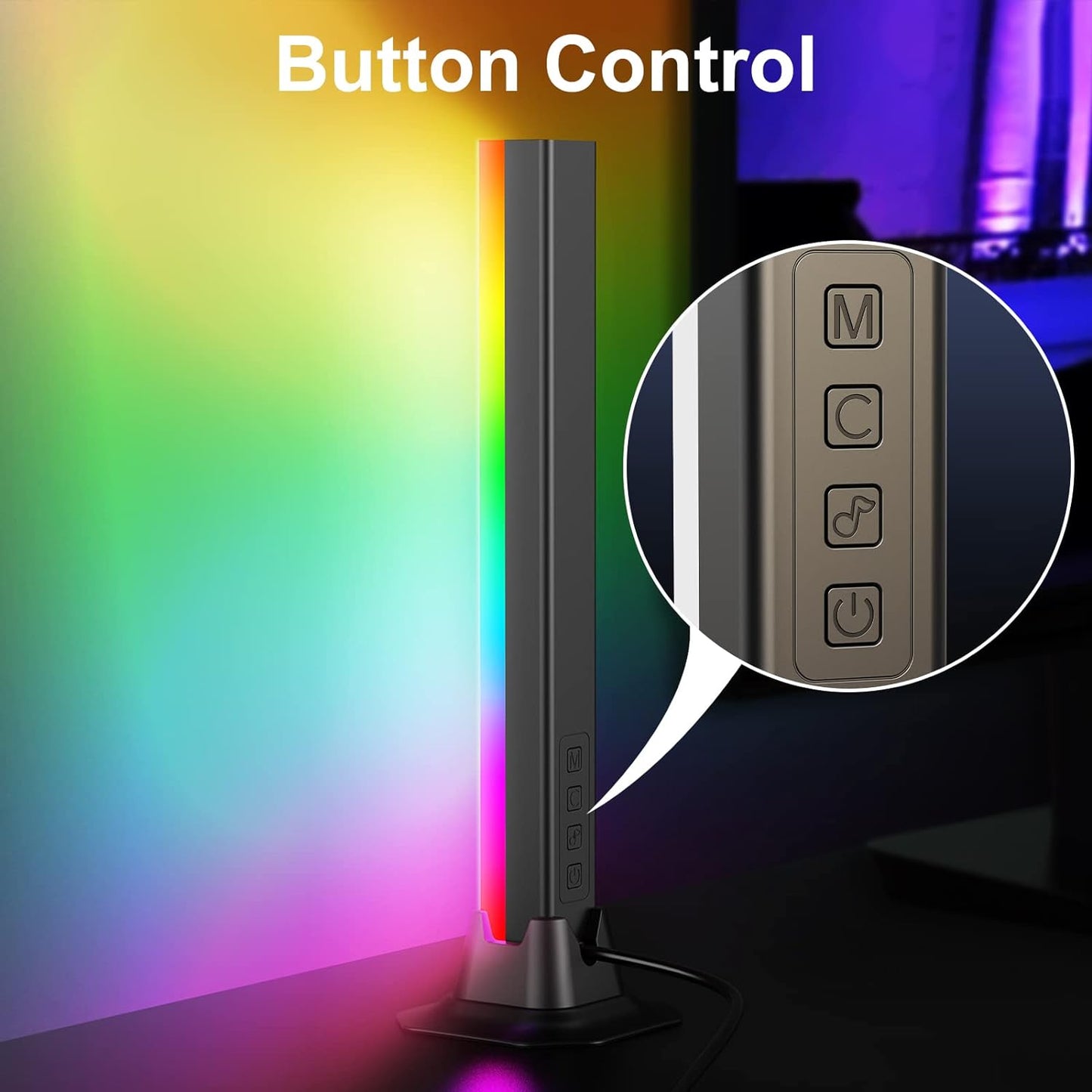 velted RGB Light Bar, Music Sync RGB IC LED Lights Bars, USB Powered Ambient Lighting, Remote Control Color Changing Gaming TV Backlight, 8 Dynamic Modes for PC Room Monitor Desk