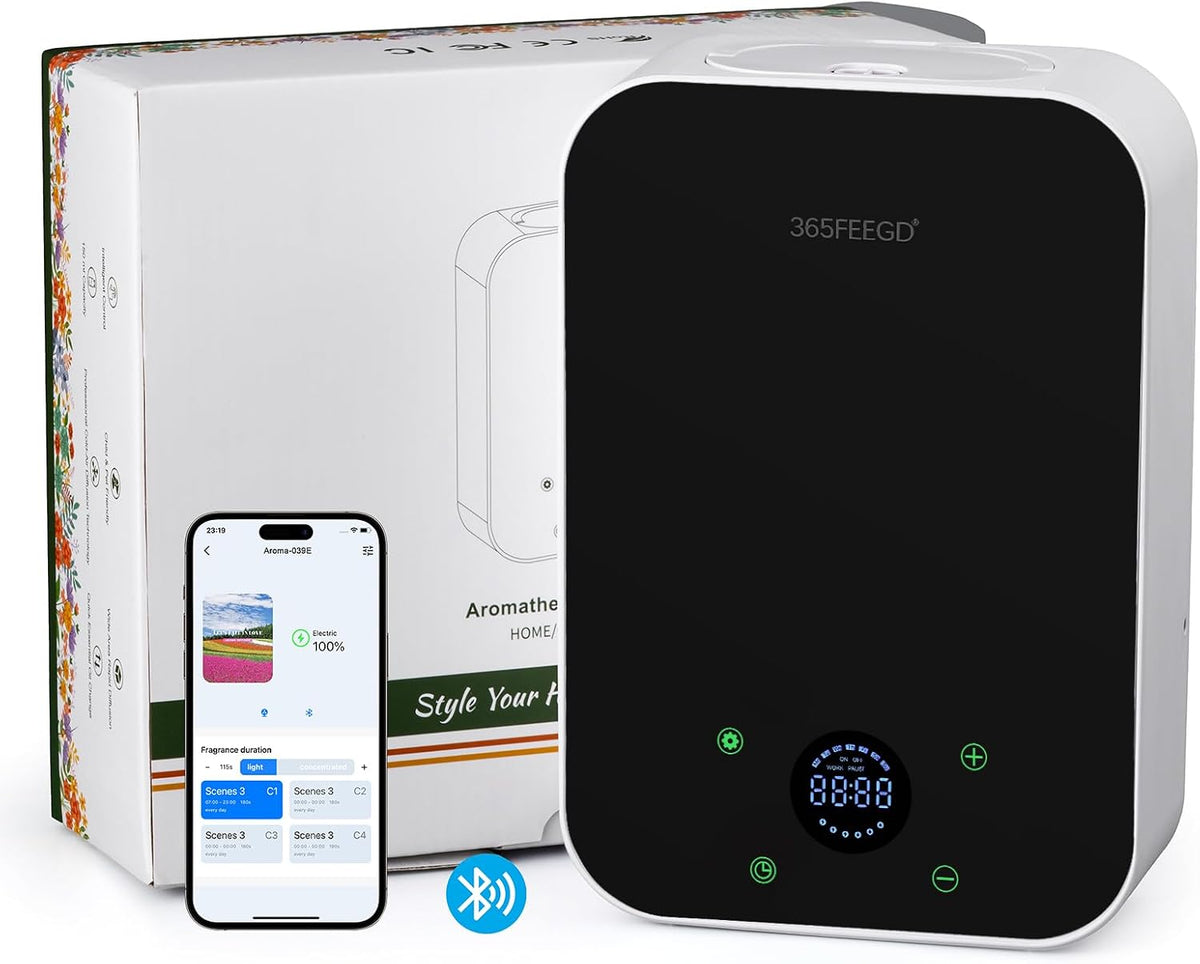 Waterless Oil Diffuser - Pure Essential Oil Diffuser with App Control - 150ml/1700 Sq.Ft. Coverage for Effective Aromatherapy in Home/Office/Hotel (Black Gold)