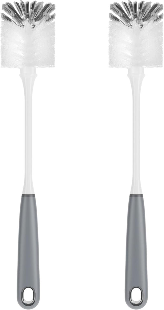 MR.SIGA Long Handle Bottle Brush, Flexible Scrub Brush for Water Bottles, Glasswares, Mugs, Gray, 2 Pack