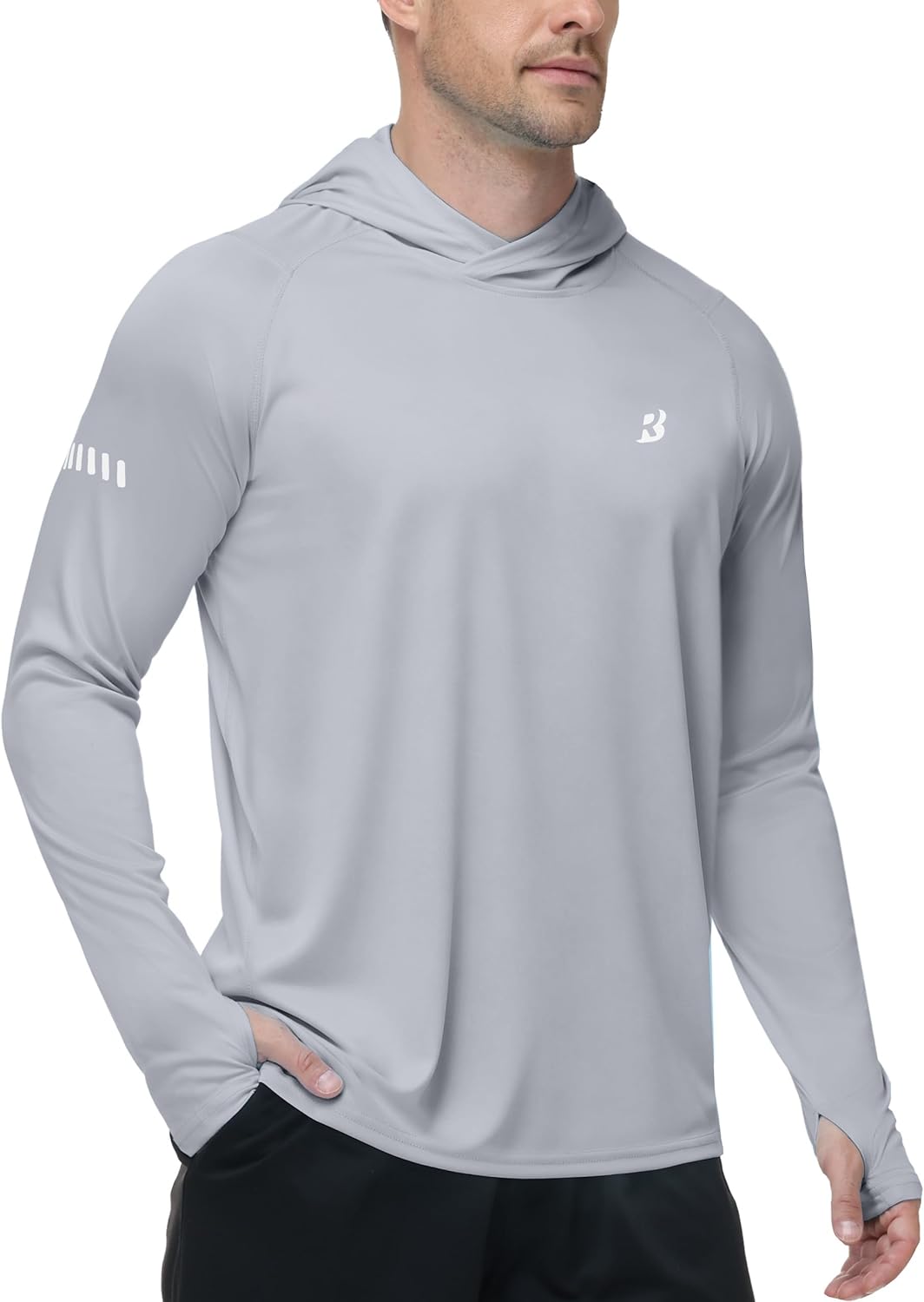 Roadbox Mens UPF 50+ Sun Protection Hoodie, UV Long Sleeve Fishing Shirts, Outdoor Swim Hiking Running Workout Rash Guard