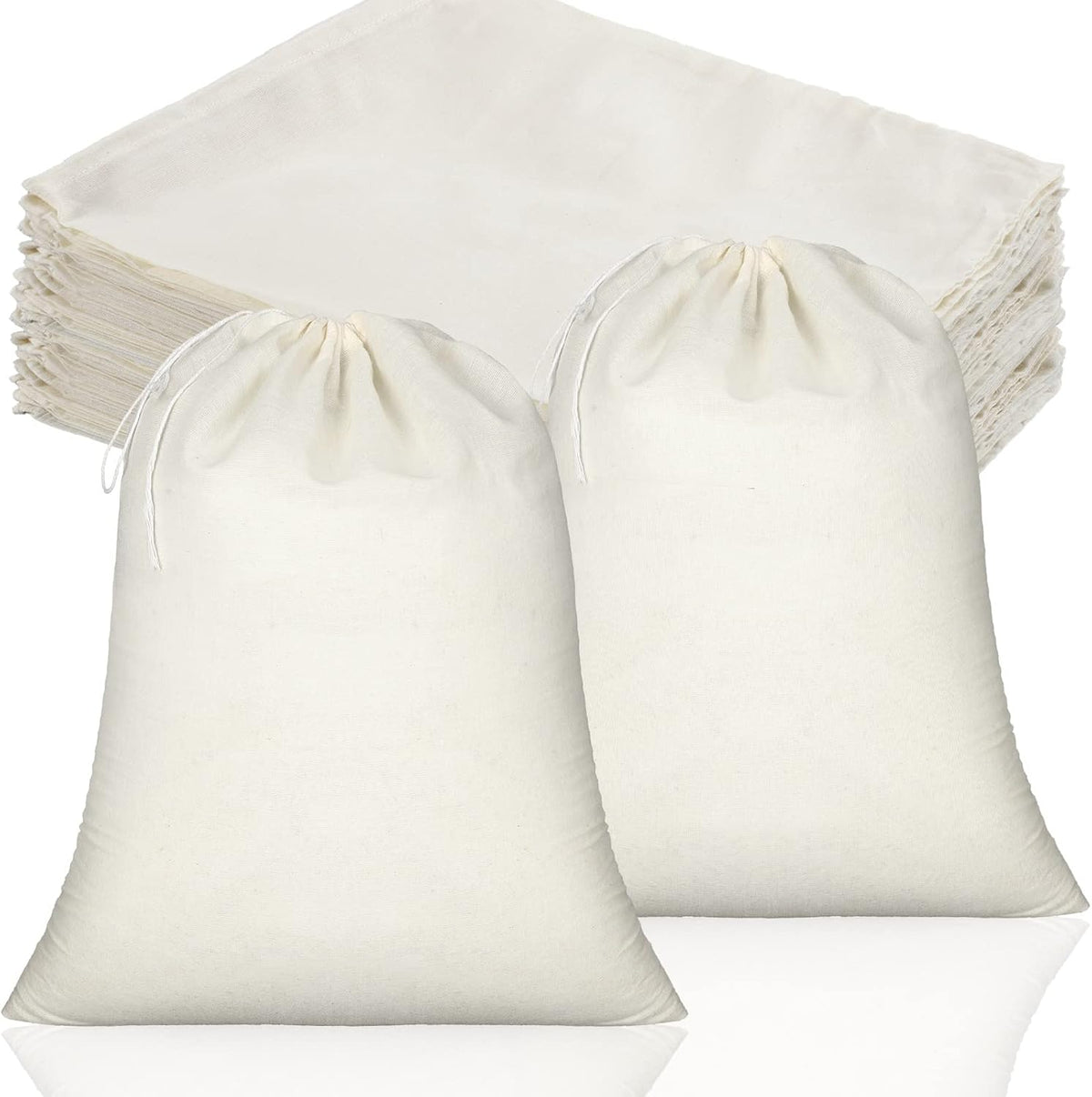 Tatuo 50 Pcs Muslin Bags 10 X 12 Inches, Cotton Drawstring Pouches Party