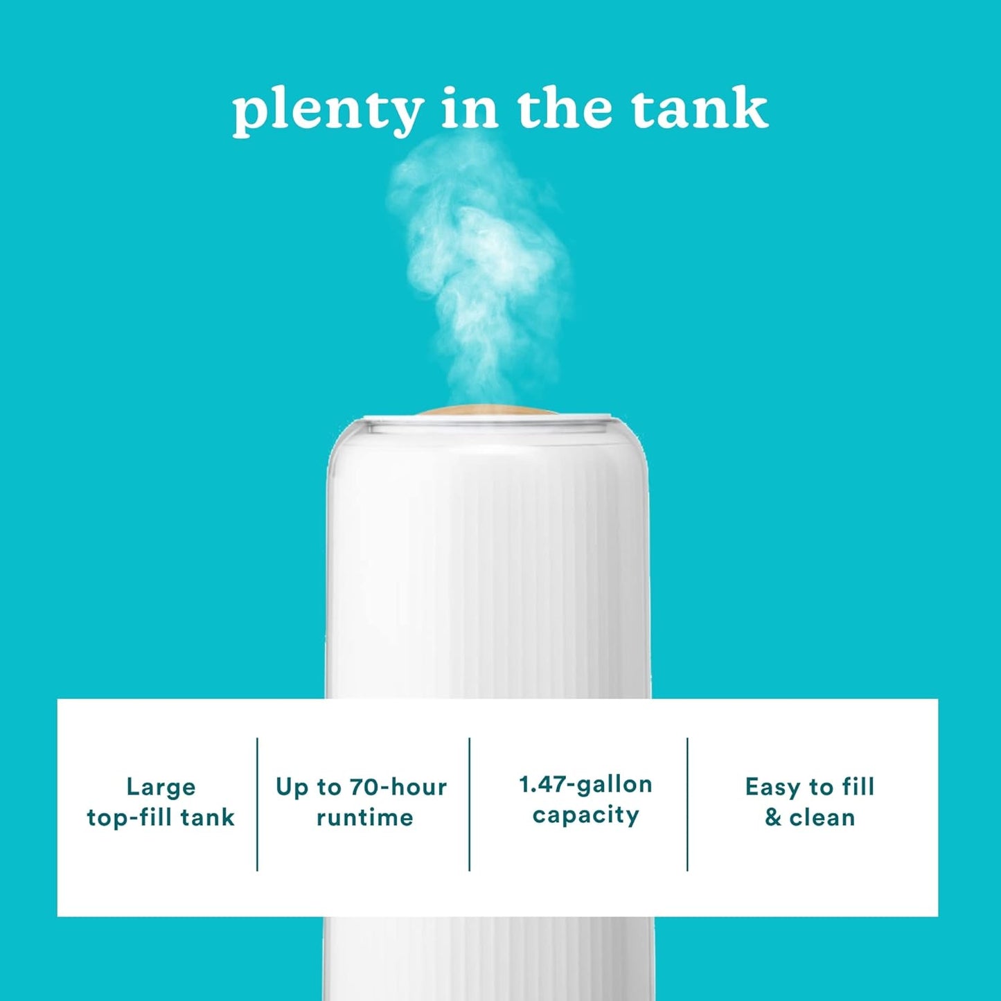 Homedics Cool Mist Ultrasonic Humidifier for Bedroom, Large Room Humidifier, Top-Fill 1.47-Gal Tank, Essential Oil Pads, Built-In Timer, 3 Mist Settings, Air Humidifier for Home, Office, Plants
