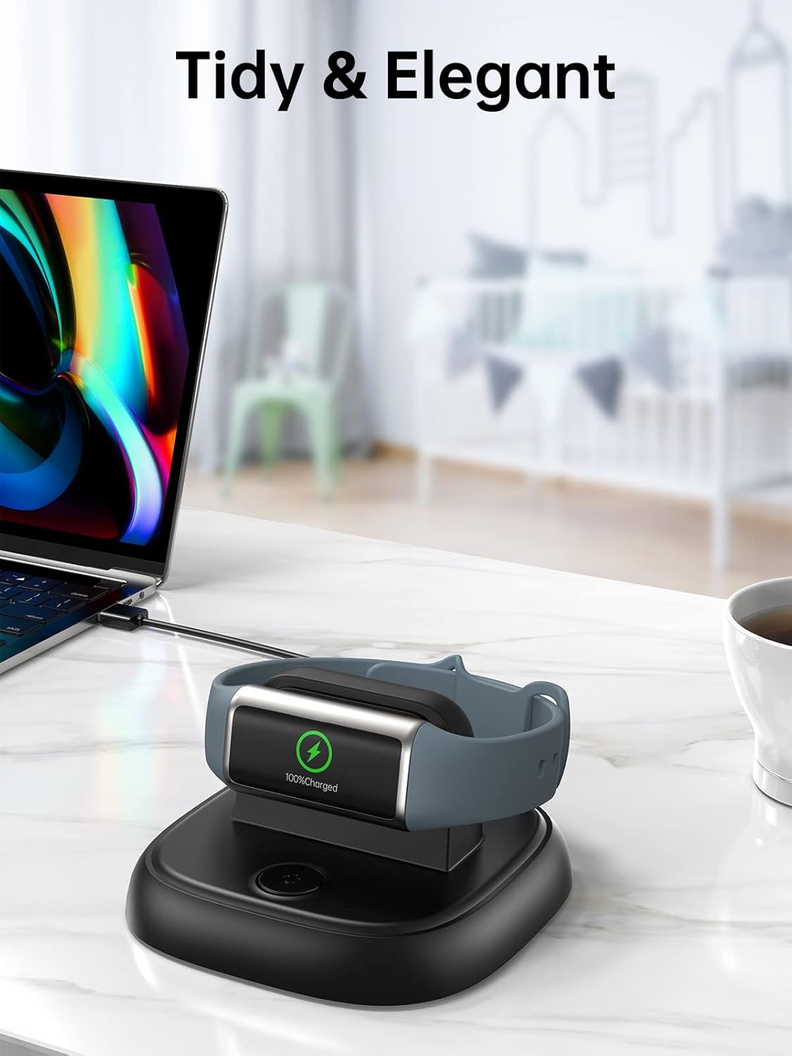 LVFAN for Fitbit Charge 6/Charge 5/Luxe Charger, Charging Cable Replacement Accessories with Reset Button, Smart Watch Fast Charging Station, Magnetic Charger Stand Dock for Fitbit Charge 6/5&Luxe