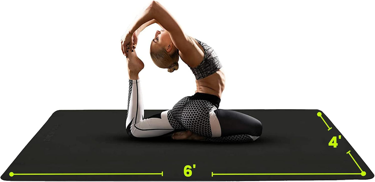 Gogokiwi Large Yoga Mat (6'x4') – 1/4" & 1/2" Thick Exercise Mats for Home Workout, Extra Wide Workout Mats for Home Gym, Yoga, Pilates, Stretching, Floor & More