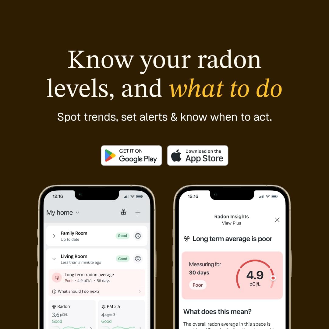 Airthings 2960 View Plus - Battery Powered Radon & Air Quality Monitor (PM, CO2, VOC, Humidity, Temp, Pressure)