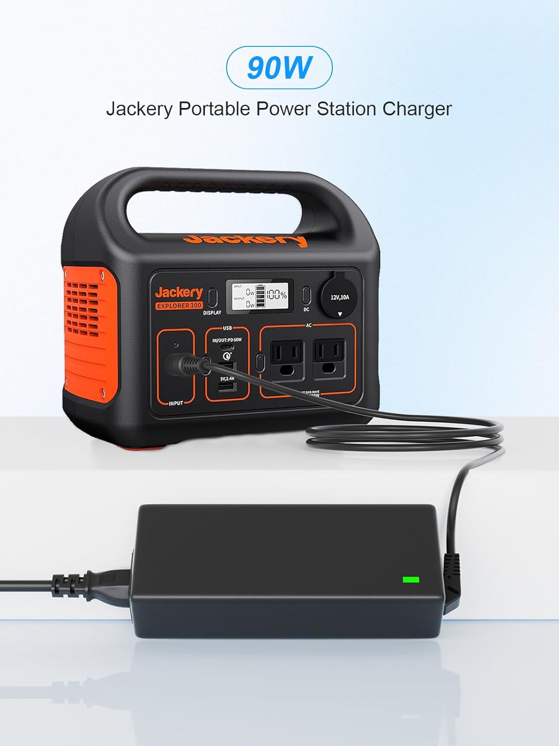 24V 90W AC Adapter Jackery Charger for Jackery Portable Power Station Explorer 160 240 300 500 550 Solar Generator 167Wh 240Wh 293Wh 518Wh Lithium Battery Charging Cord
