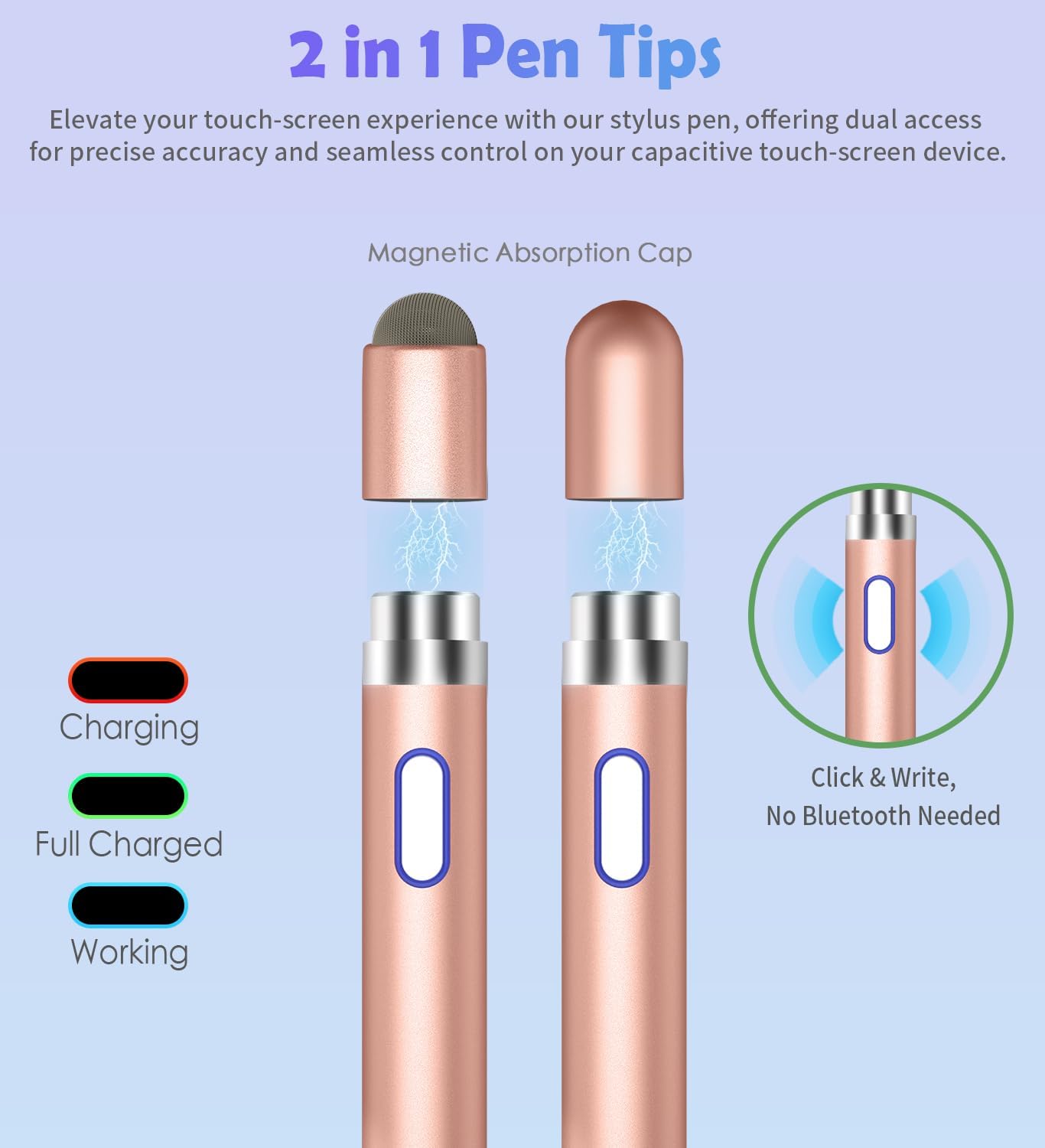 Active Stylus Pen for Touch Screens, Dual Pen Tips for Drawing & Writing, High-Precision Universal Digital Pencil for A-pple i-Phone 17/16/15/14/13/12, Tablet, Phone, Sam-Sung, K-indle, i-Pad, Orange