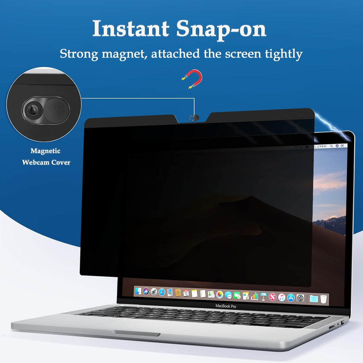 Magnetic Privacy Screen Designed for MacBook Pro 13 Inch (2016-2022, M1,M2) & MacBook Air 13In (2018-2021, M1), Removable Matte Anti Glare Blue Light Filter HD Clarity 13.3" Mac Laptop Private Shield
