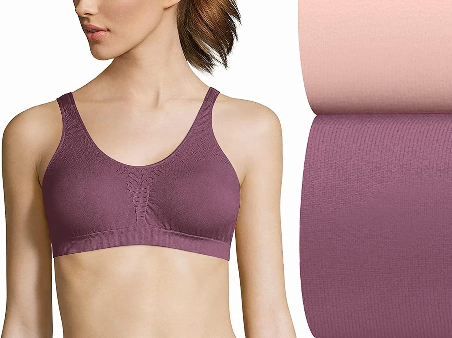 Bali Women's Microfiber Bralette Pack, Comfort Revolution Seamless T-Shirt Bra, Crop Top Bralette, 2-Pack