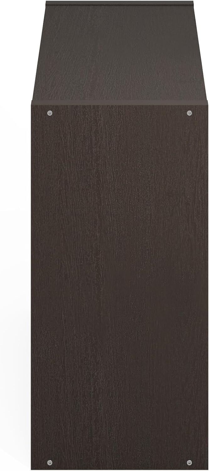 Furinno HERMITE Kitchen Island, 4-Cube Coffee Bar, Extra Thick Kitchen Storage, Bakers Rack, for Pantry Organizers and Storage, Kitchen Organization, Black Dark Oak
