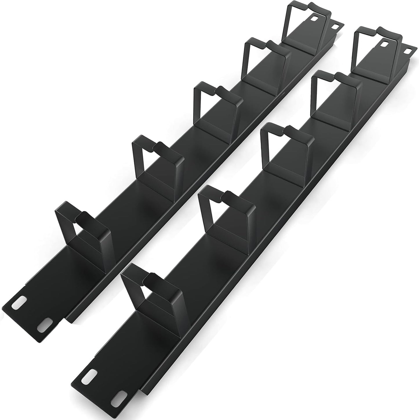 1U Cable Management Panel (2 Pack) for 19" Server Rack - Tupavco TP1724 | Wire manager panel for organizing a standard 19in rackmount, with 5 D-ring hooks