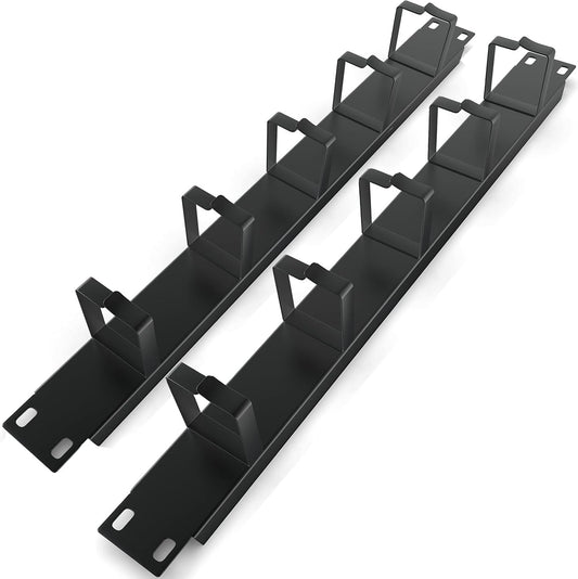 1U Cable Management Panel (2 Pack) for 19" Server Rack - Tupavco TP1724 | Wire manager panel for organizing a standard 19in rackmount, with 5 D-ring hooks