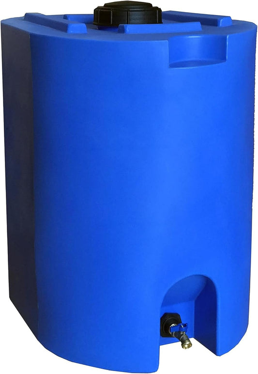 WaterPrepared Stackable Plastic Drinking Water Storage Tank with Spigots, 55 Gallon, Blue - Portable Emergency Hydration Container for Survival or Disaster Preparedness