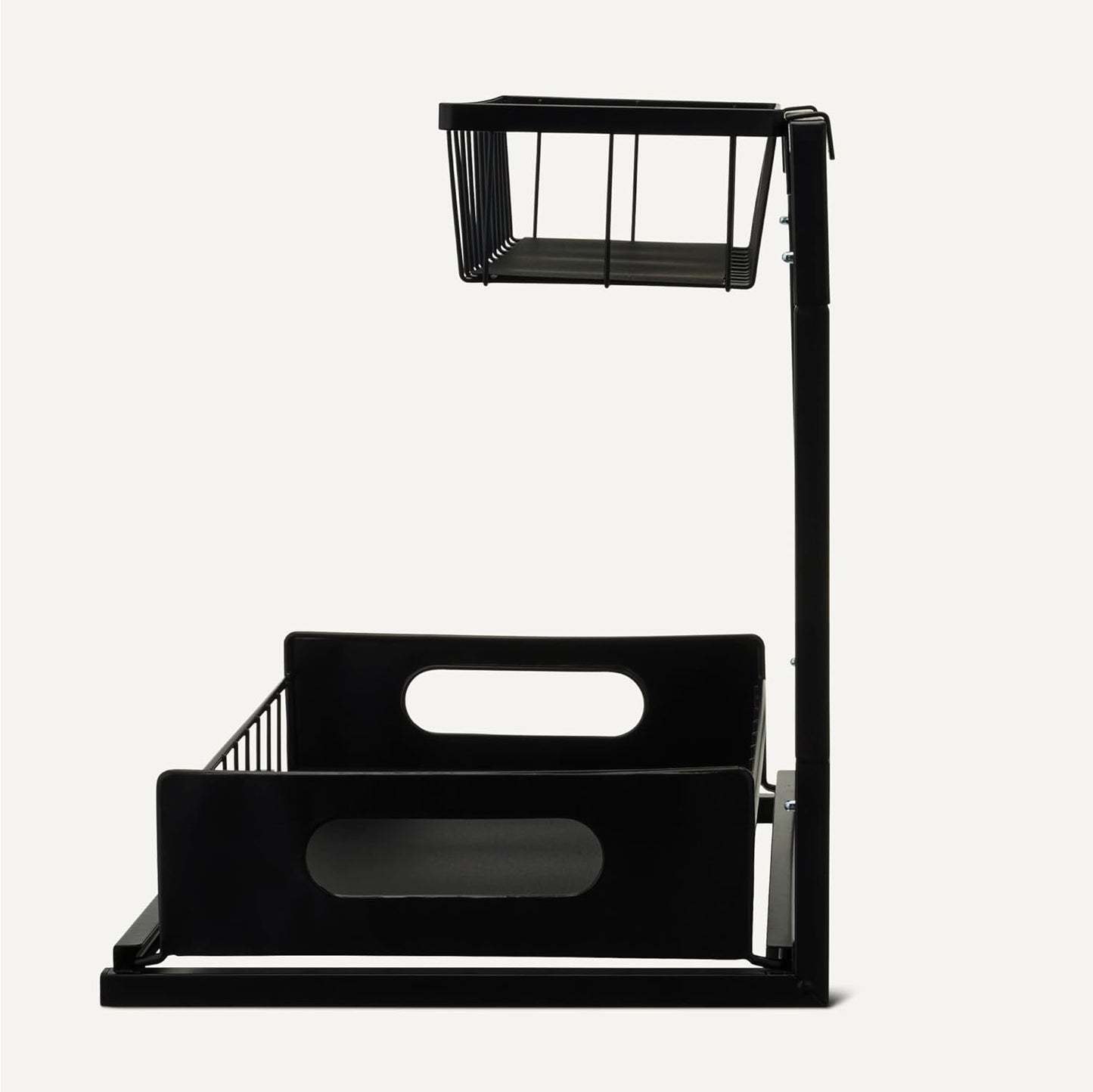 Amazon Basics L-Shape Under Sink Storage Pull Out Cabinet Organizer, Space-Saving Design, Durable and Rust-Resistant, Black, Pack of 2