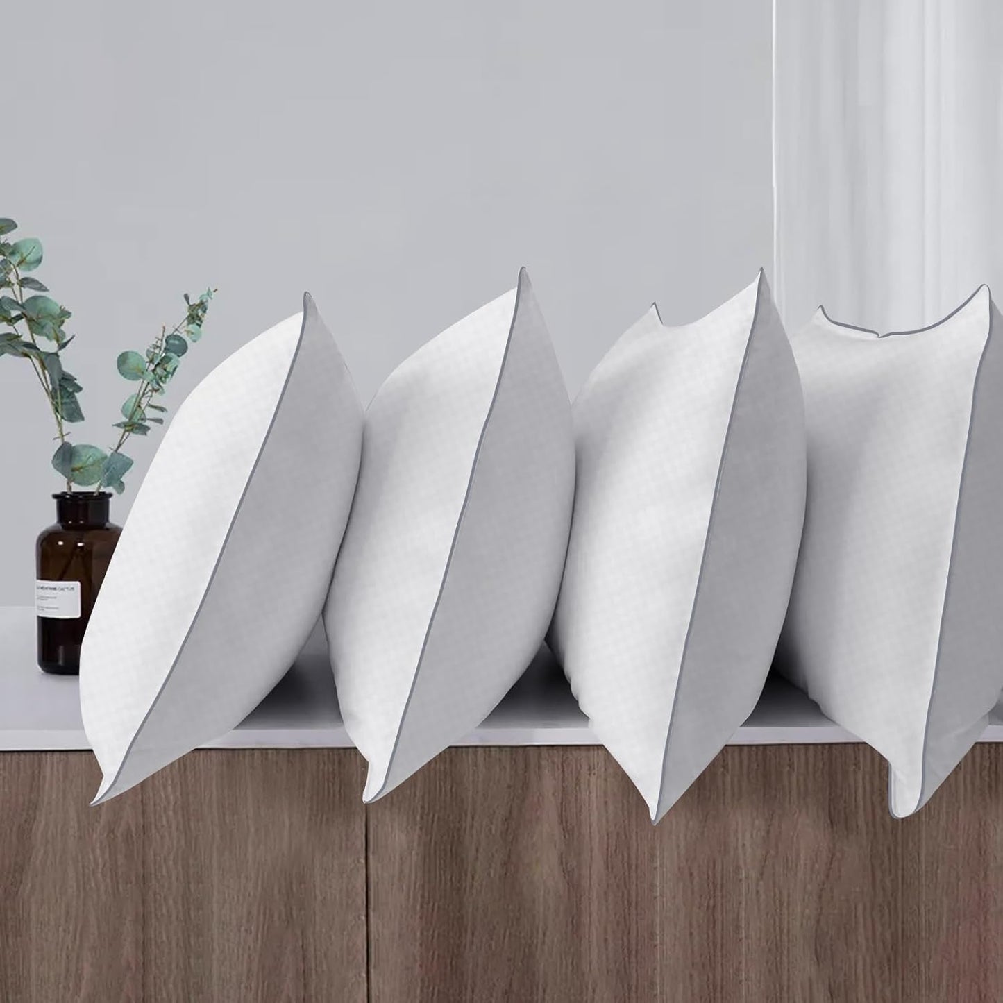 Piwaal Bed Pillows for Sleeping Standard Size Set of 4,Down Alternative Filling,Pillows for Back, Stomach or Side Sleepers