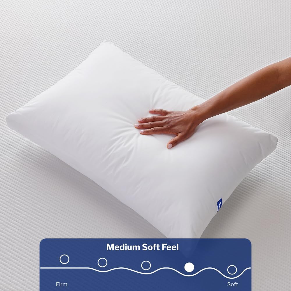 Casper Sleep Essential Pillow 2-Pack, Standard Size – Medium Soft Feel, Down-Alternative Fill, Supports Side, Back & Stomach Sleepers