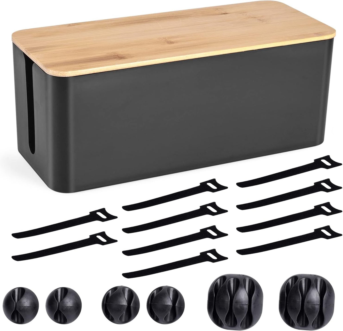 Tuwechen Cable Management Box, Wooden Style Cord Organizer Box