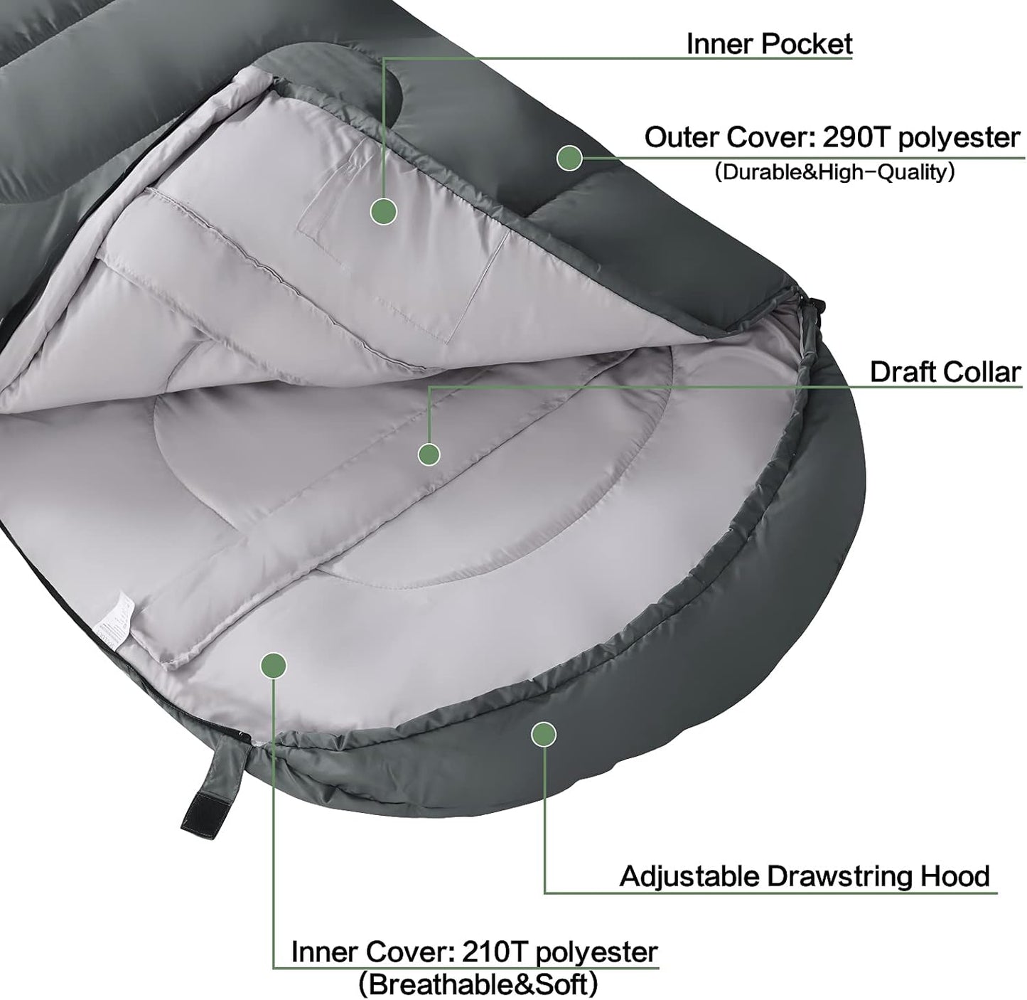 3-4 Season Sleeping Bag for Adults & Kids, Lightweight Warm Cold Weather Camping Bag with Waterproof Compression Sack – Portable for Hiking, Backpacking, Traveling & Outdoor Adventures