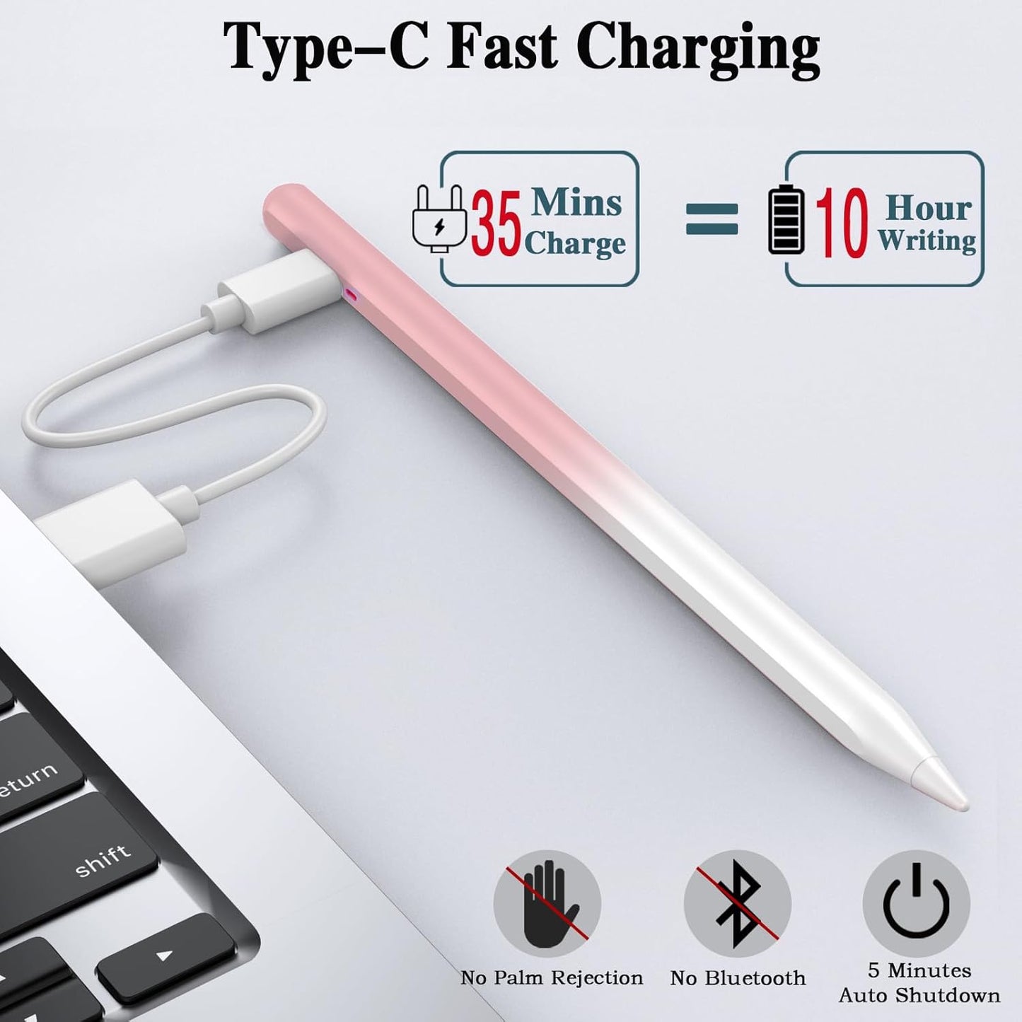Stylus Pen for Android Tablet,Tablet Pencil for iOS/Android,Stylus Pen for iPhone/Samsung/Huawei/Vivo/Lenovo/Pixel and Other Android Smartphones and Tablets-Gradient Pink