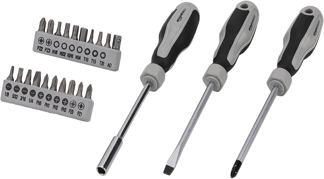 Amazon Basics 173-Piece General Household Hand Tool Set with Storage Case, Portable Tool Kit for Home Maintenance and Everyday Repairs
