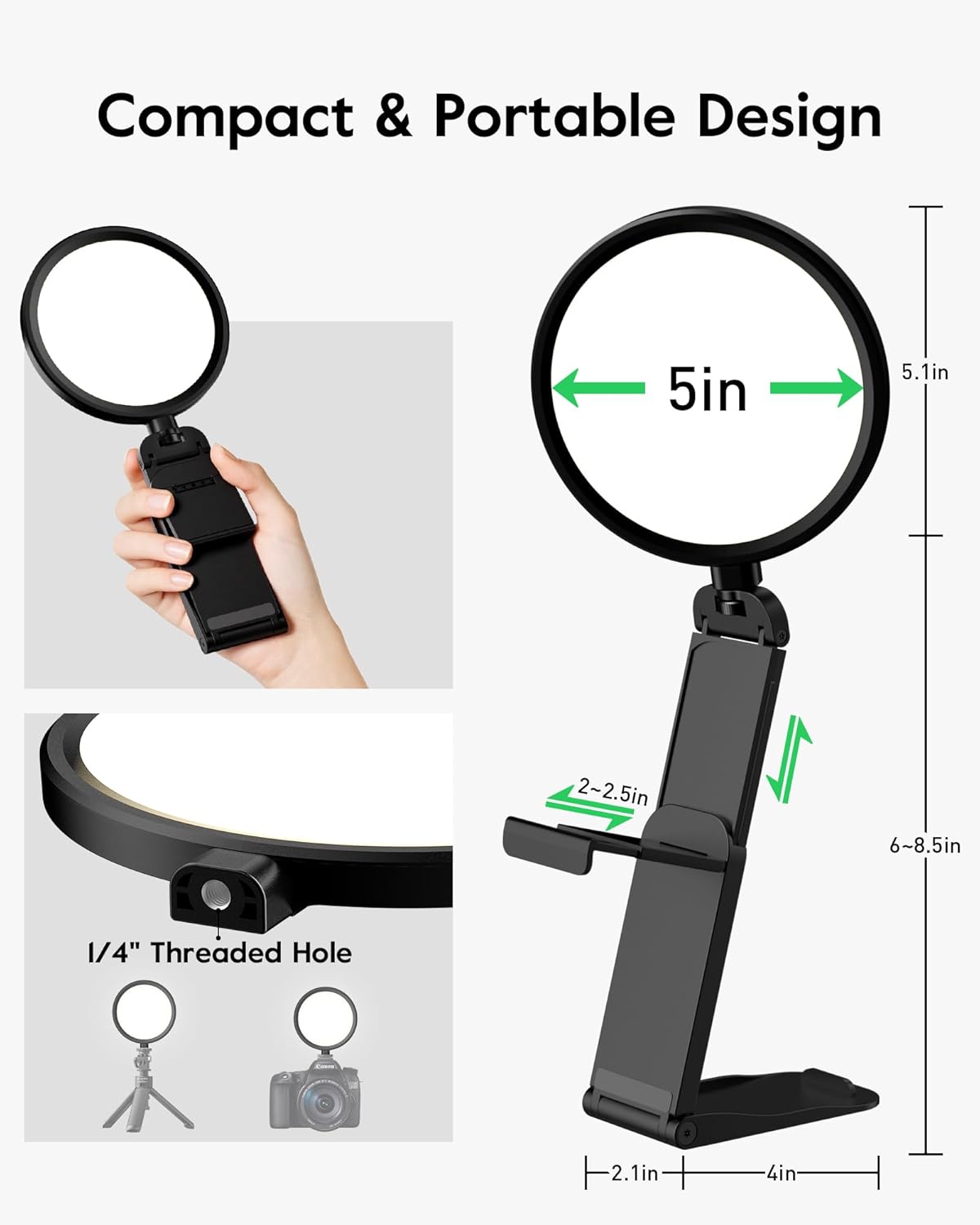5" Ring Light for Computer, Eye-Caring & Flicker-Free Lighting for Zoom Meetings, Video Call, Recording, Streaming, Portable Light for Laptop, Monitor & Webcam with 50 Modes (3000K-6500K) CRI>97.8