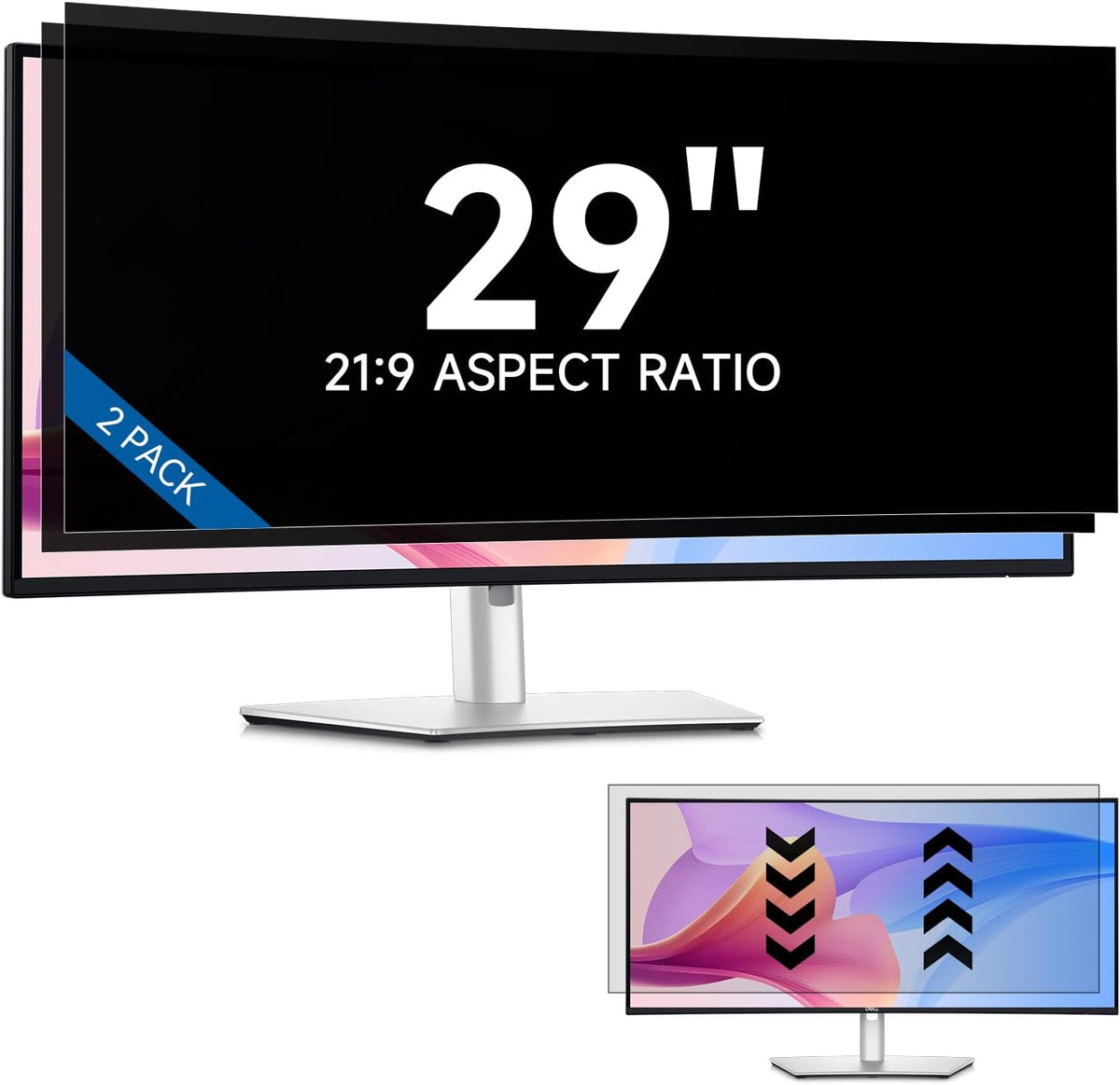 IPROKKO [2-Pack] 20 Inch Computer Privacy Screen Filter for 16:10 Widescreen Monitor, Removable 20in Anti Blue Light Glare Privacy Shield, Anti Spy Security Protector for Hp Dell Asus Acer Samsung